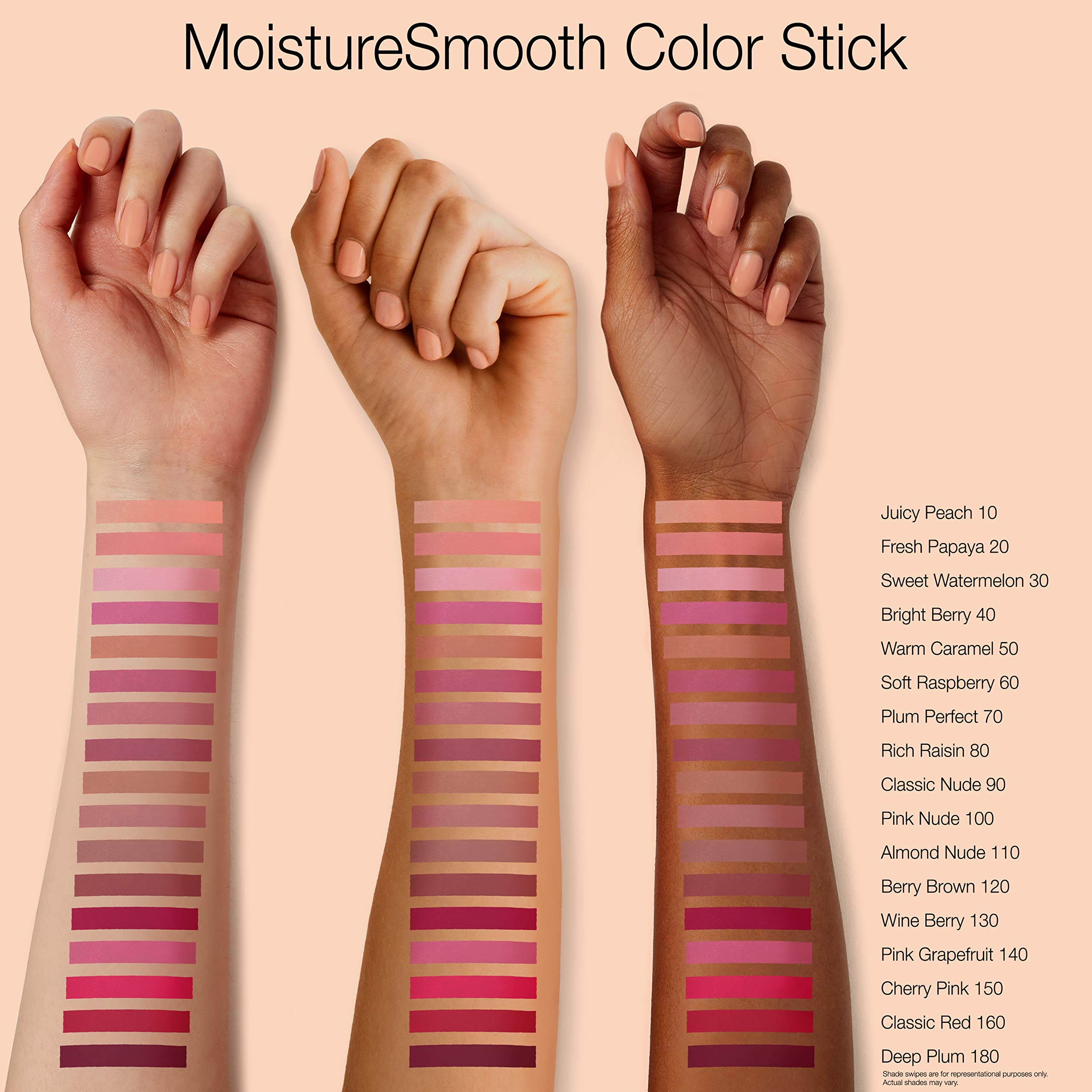Packaging close up highlighting portable, no sharpener needed lipstick convenience.