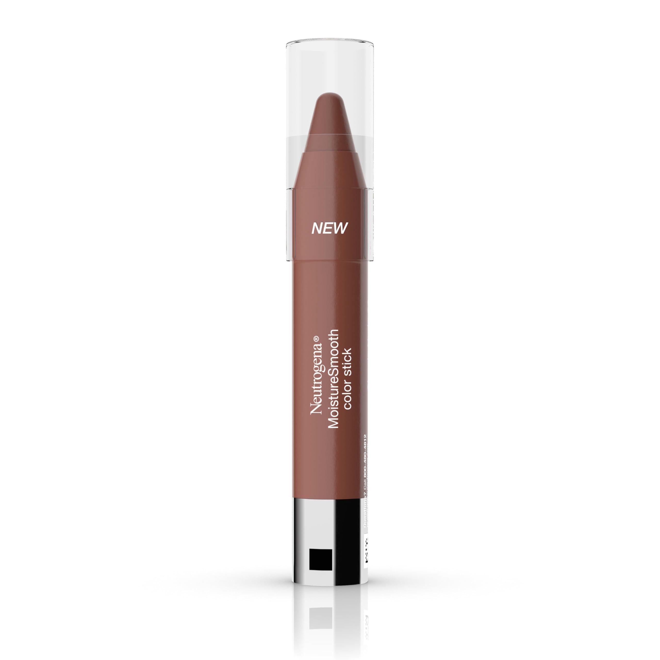 Neutrogena MoistureSmooth Color Stick shown with twist-up design for easy, hydrated lip color