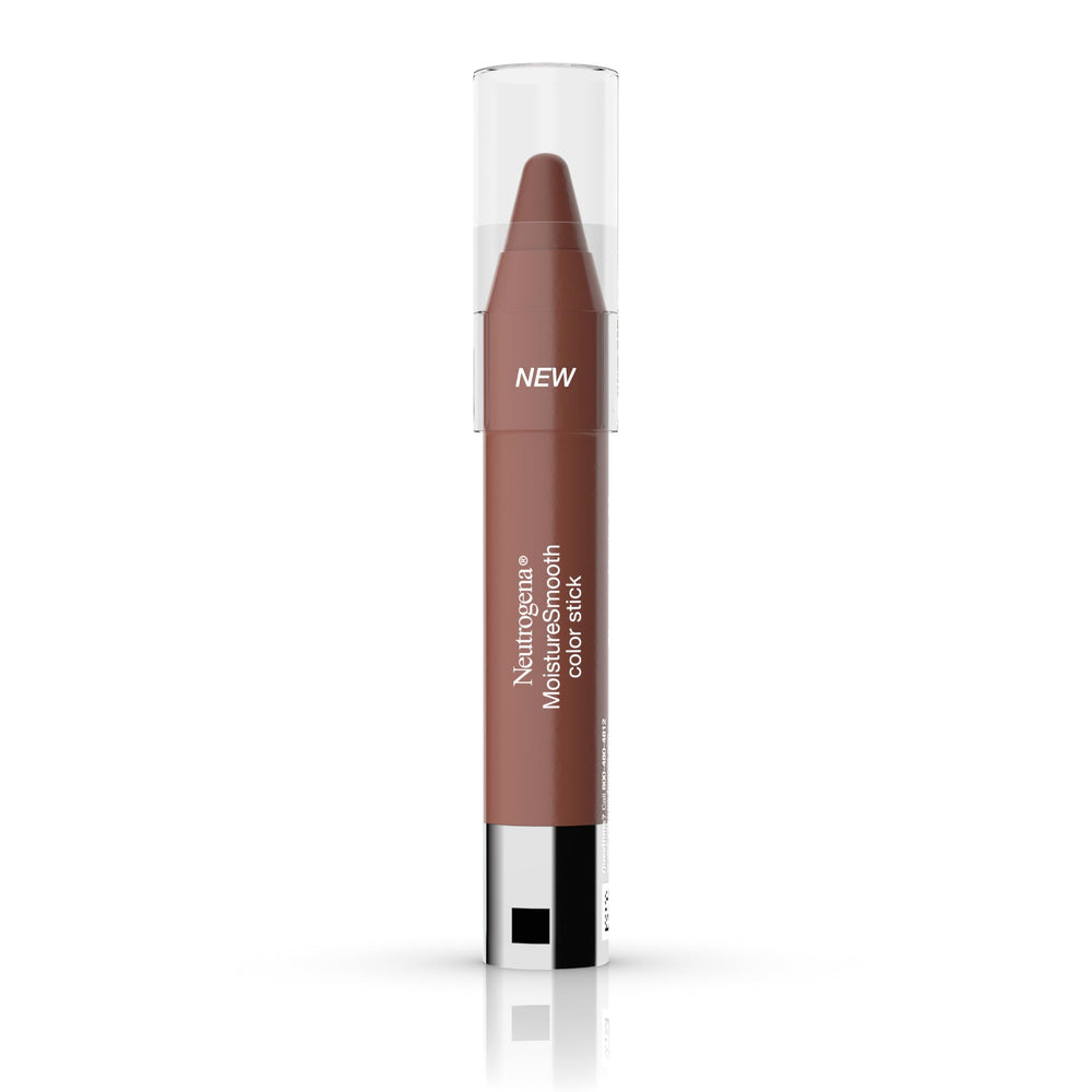 Neutrogena MoistureSmooth Color Stick shown with twist-up design for easy, hydrated lip color