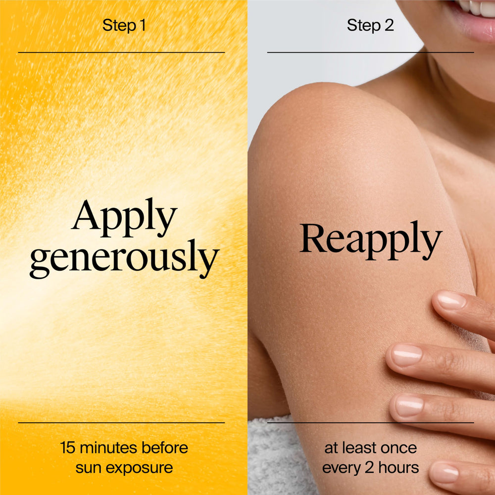 Non-greasy, sheer finish Neutrogena Ultra Sheer Body Mist on skin.