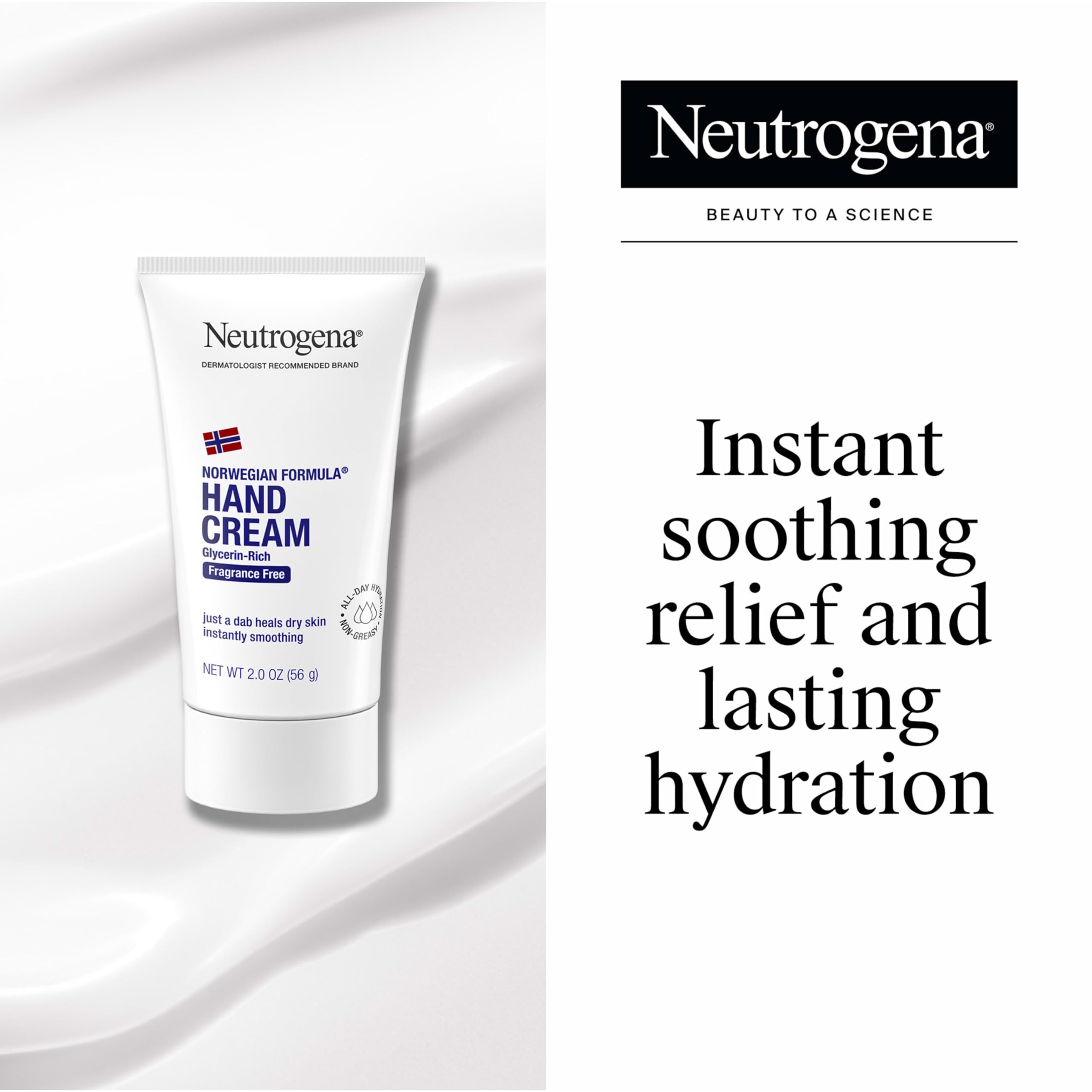 Two-ounce Neutrogena hand cream tube ready for a quick dab to hydrate dry hands.