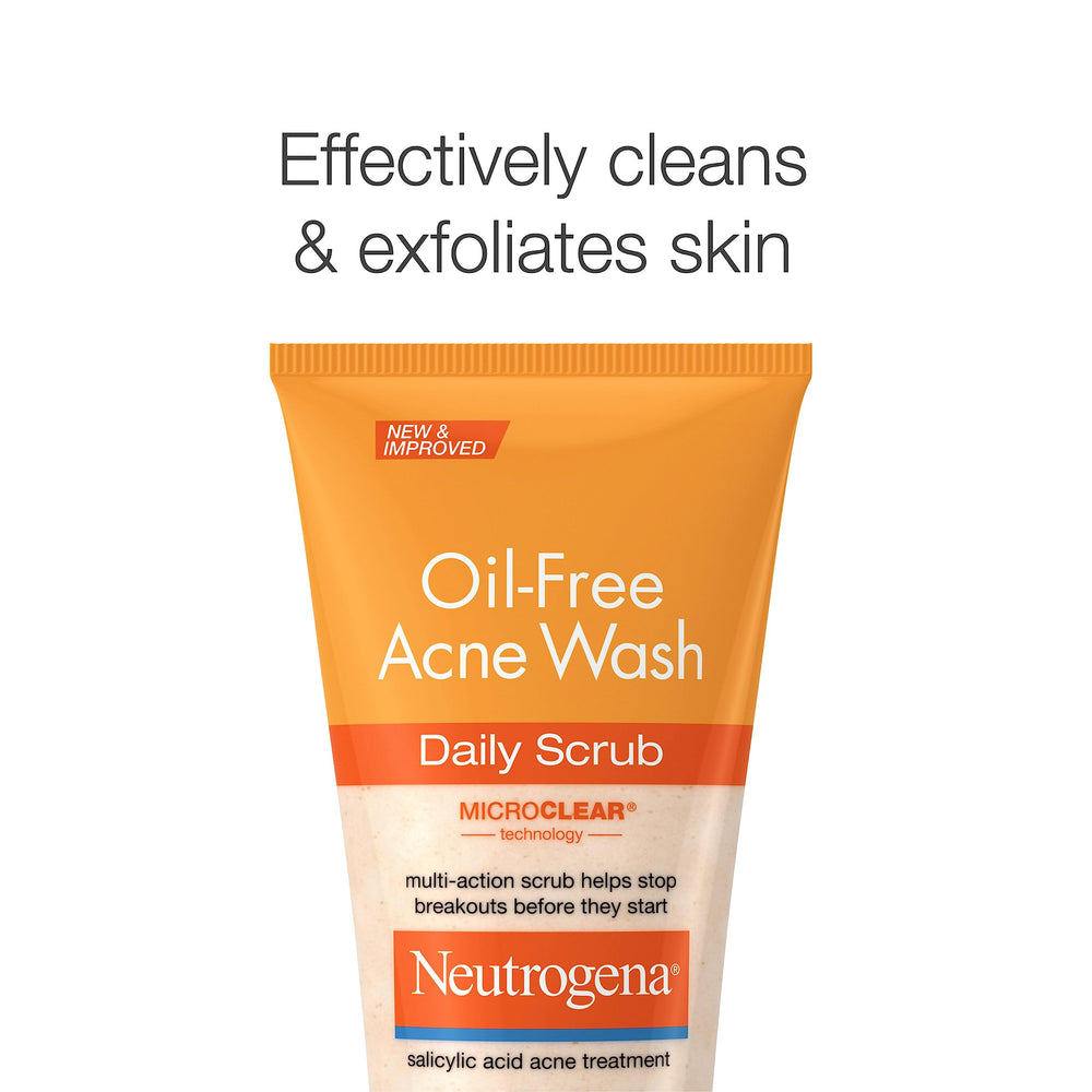 Neutrogena Oil-Free Acne Wash bottle with squeeze applicator shown.