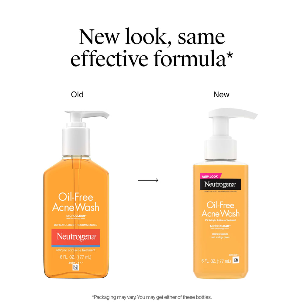 Neutrogena Oil-Free Acne Wash bottle side label highlighting oil control.