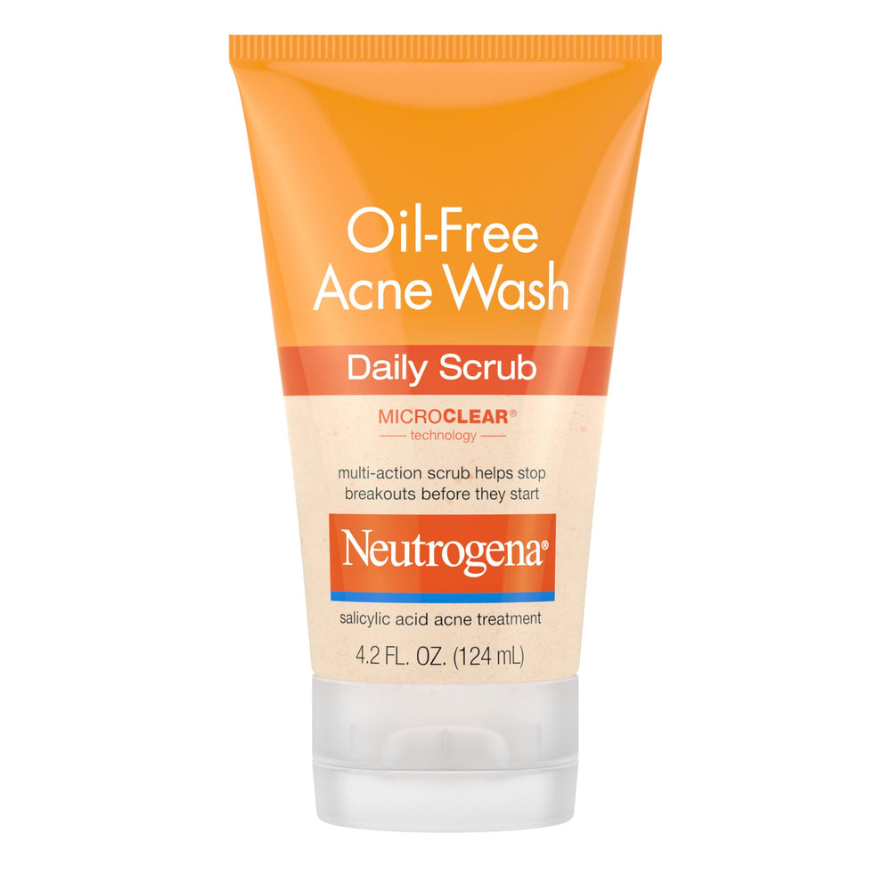 Neutrogena Oil-Free Acne Wash bottle showing 2% salicylic acid for clear pores.
