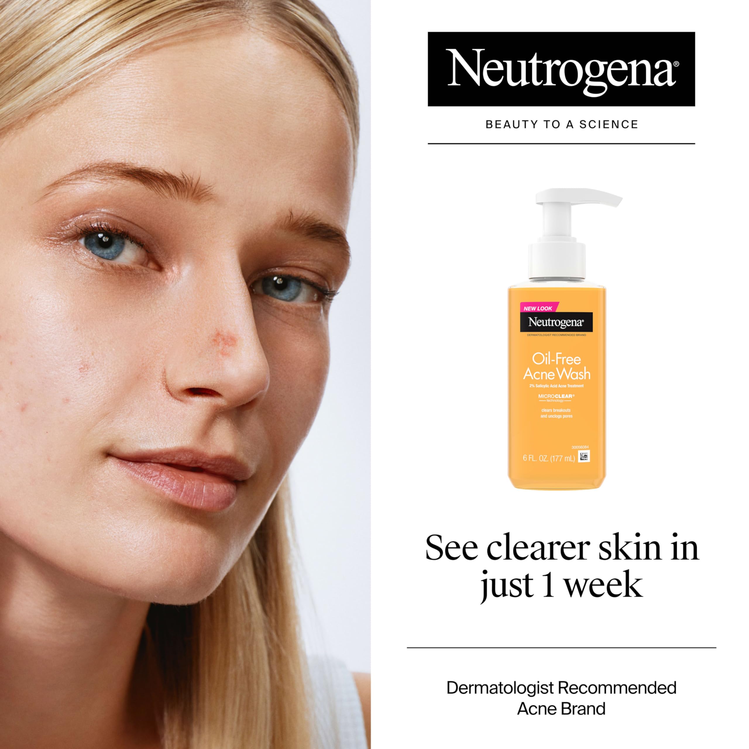 Neutrogena Oil-Free Acne Wash foam texture close-up, gentle cleansing.
