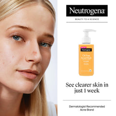 Neutrogena Oil-Free Acne Wash foam texture close-up, gentle cleansing.