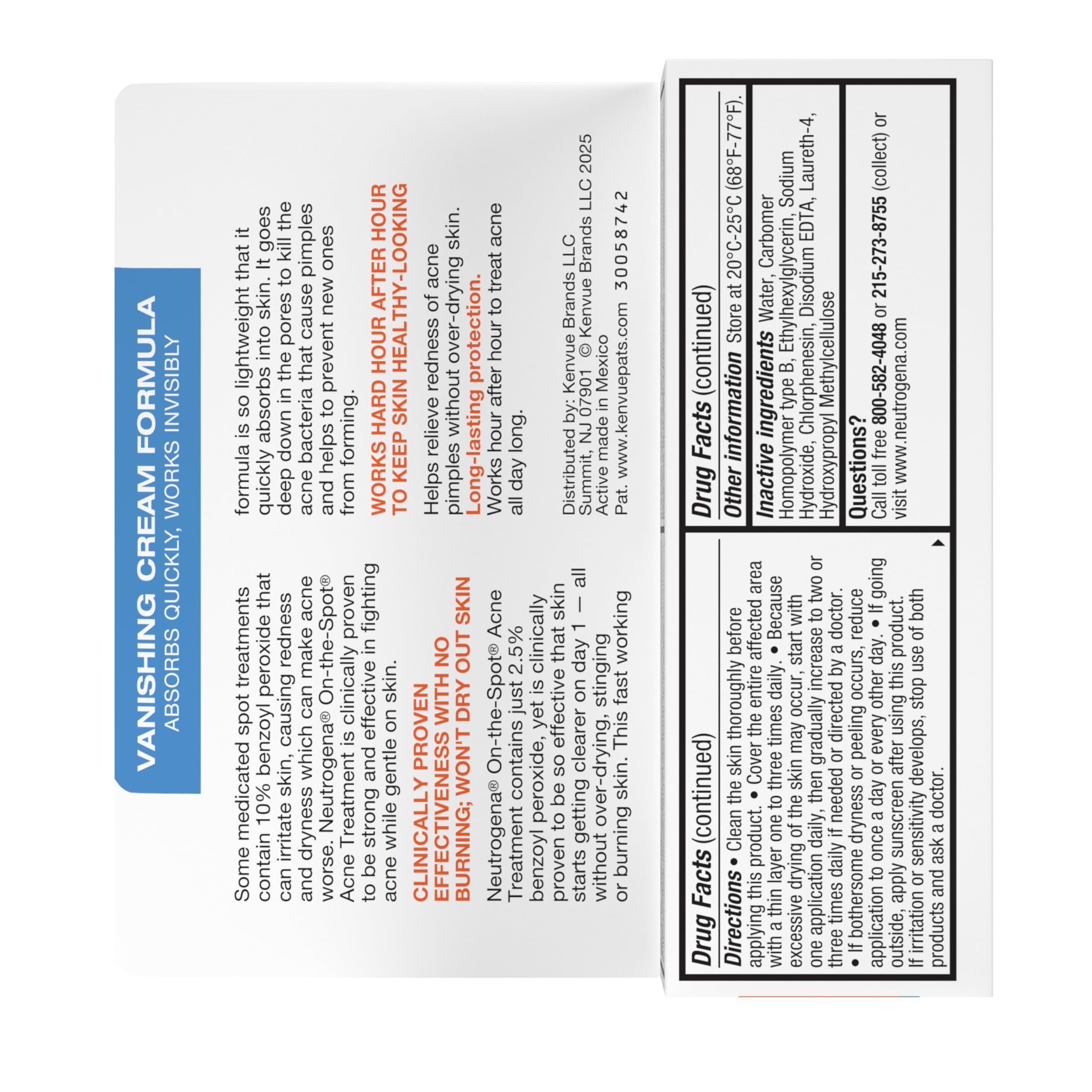 Neutrogena On-The-Spot box and tube view, trusted daily acne care solution.