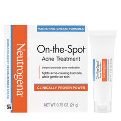 Neutrogena On-The-Spot spot treatment application image, targets pimples with benzoyl peroxide.