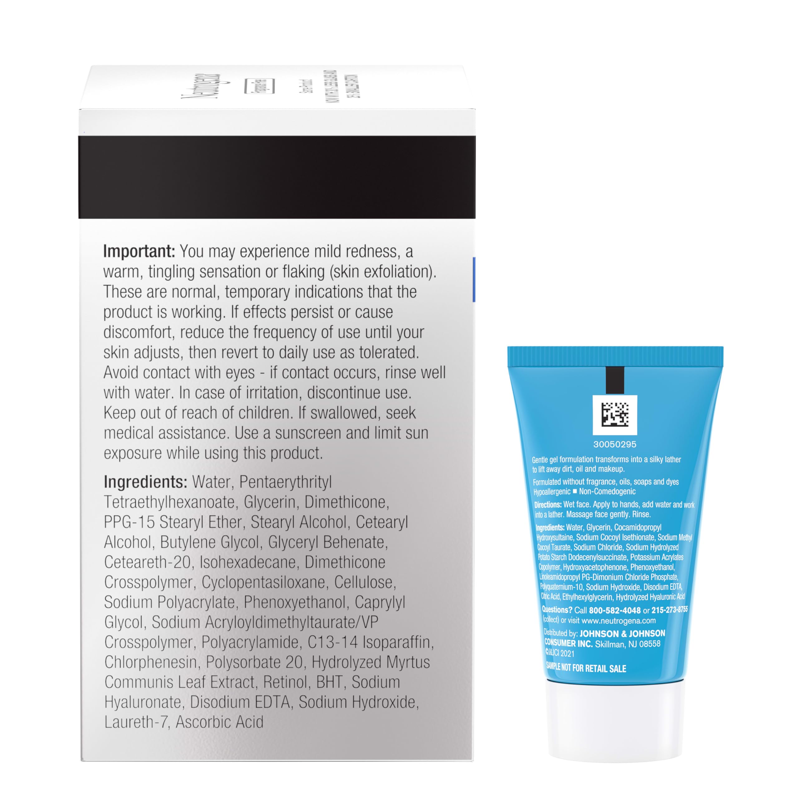 Neutrogena packaging on bathroom shelf indicating fragrance-free anti-aging care.