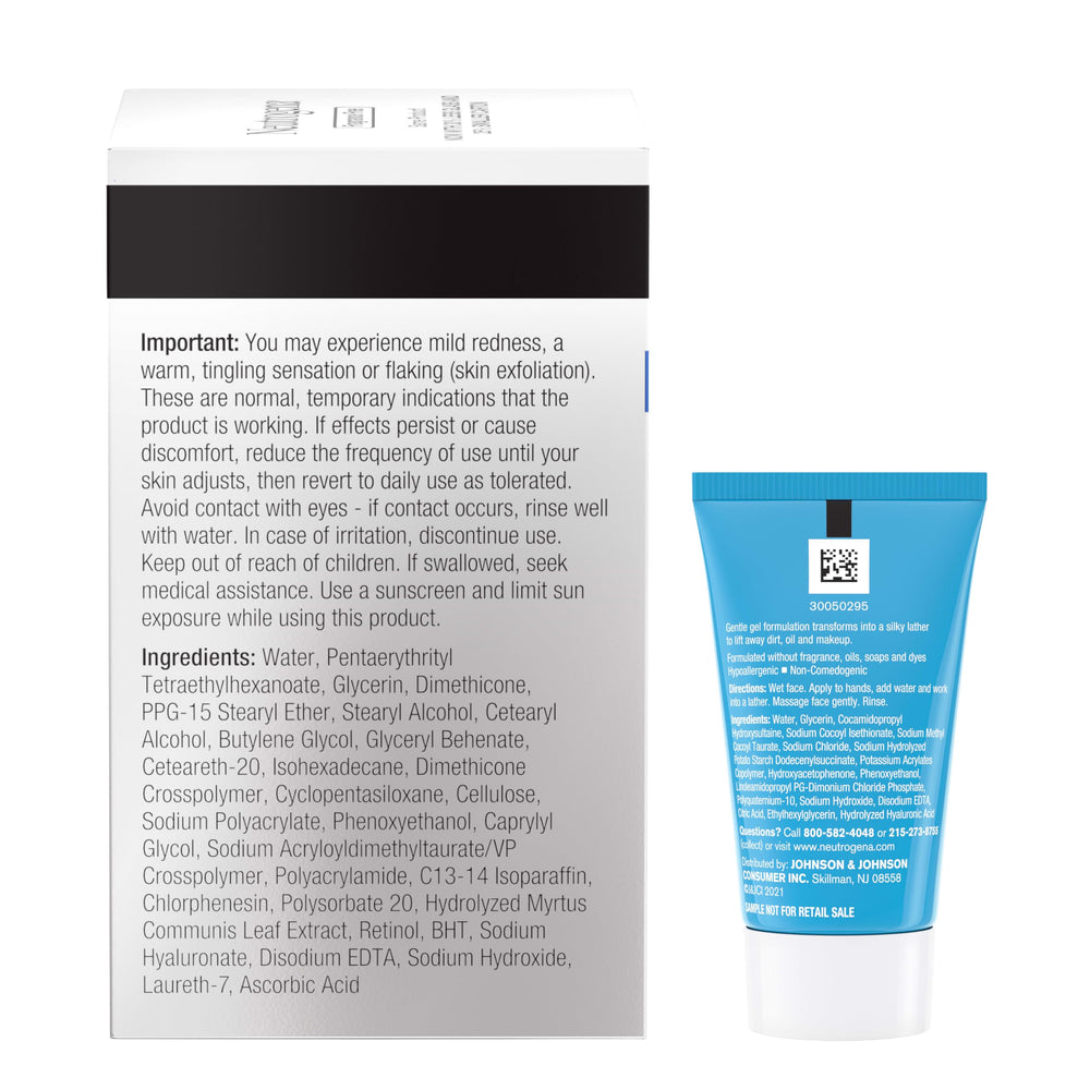 Neutrogena packaging on bathroom shelf indicating fragrance-free anti-aging care.