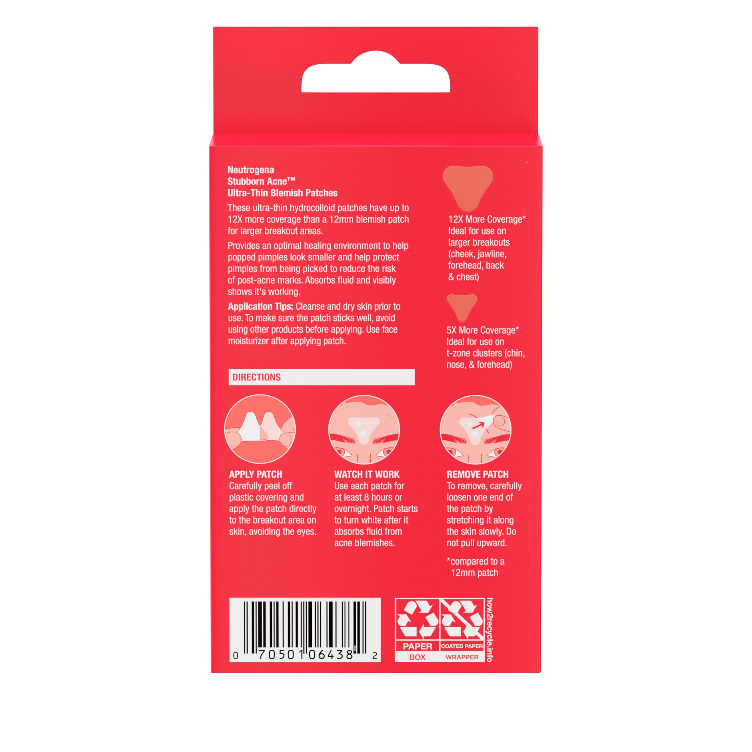 Neutrogena parches acné ultrafinos, caja de 10 parches, fáciles de aplicar para uso nocturno.