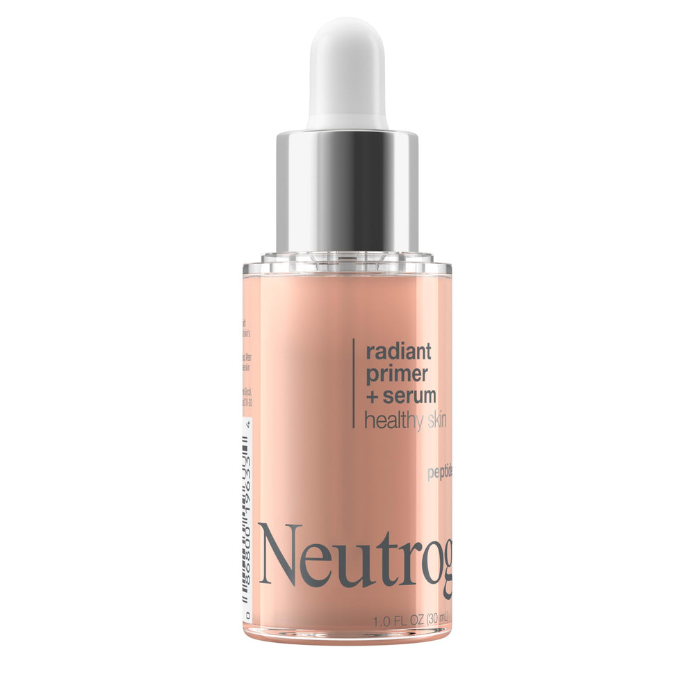 Neutrogena Healthy Skin Radiant Booster Primer & Serum, textura suave que unifica tono.