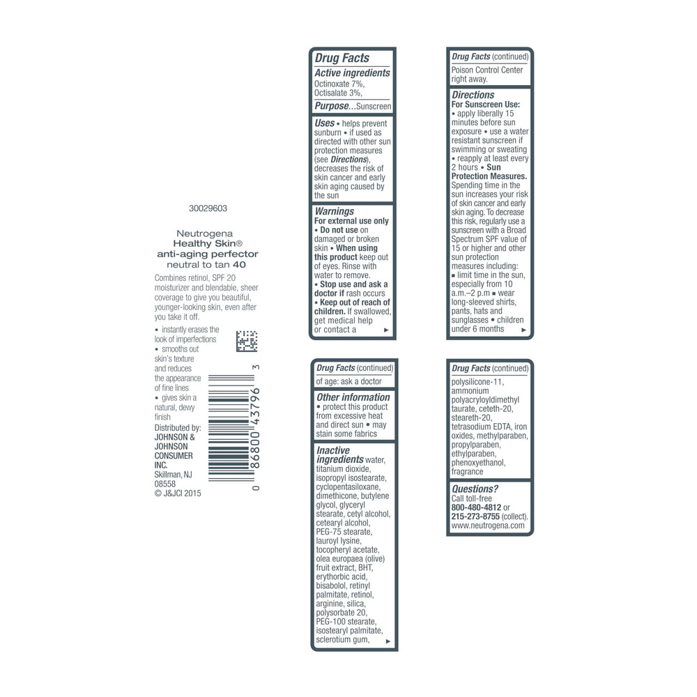 Gama de tonos del Perfector de Neutrogena para diversos tonos de piel.