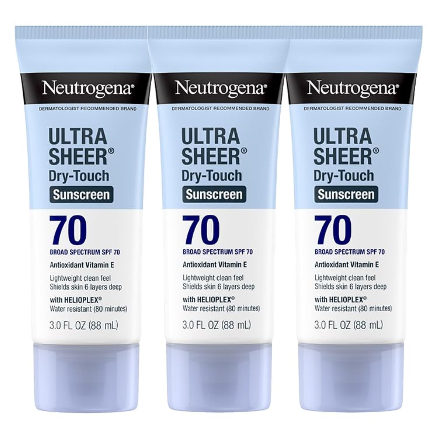 Neutrogena Ultra Sheer Dry-Touch para la cara, acabado mate ligero.