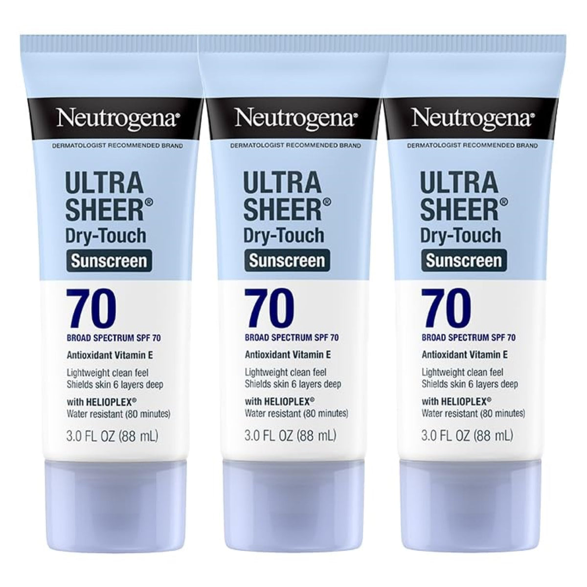Neutrogena Ultra Sheer Dry-Touch para la cara, acabado mate ligero.