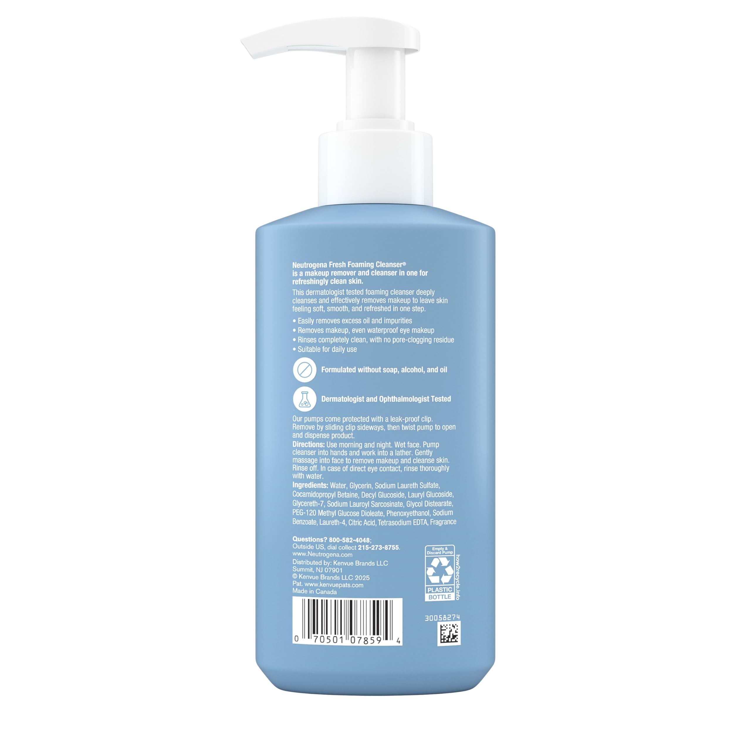 Neutrogena prueba dermatológica y oftalmológica para uso diario seguro.