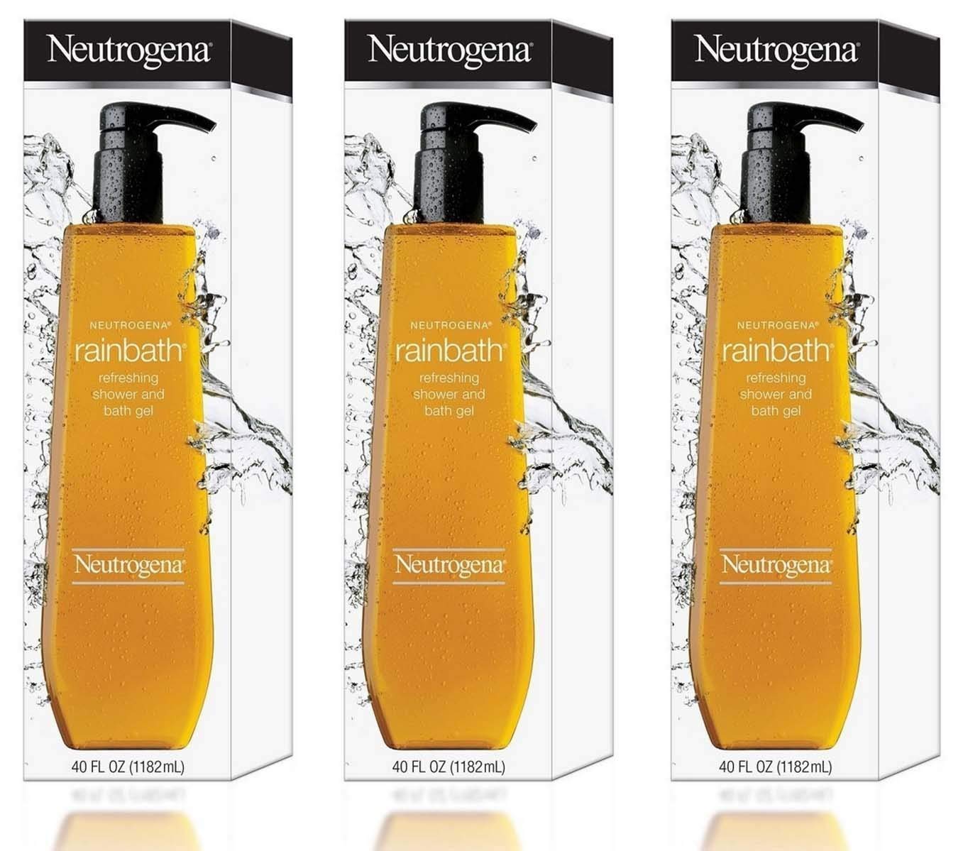 Neutrogena Rainbath 40oz triple-pack bath gel for refreshing showers