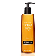Neutrogena Rainbath 40oz mega-size bottle on a bathroom counter for refreshing daily cleansing.