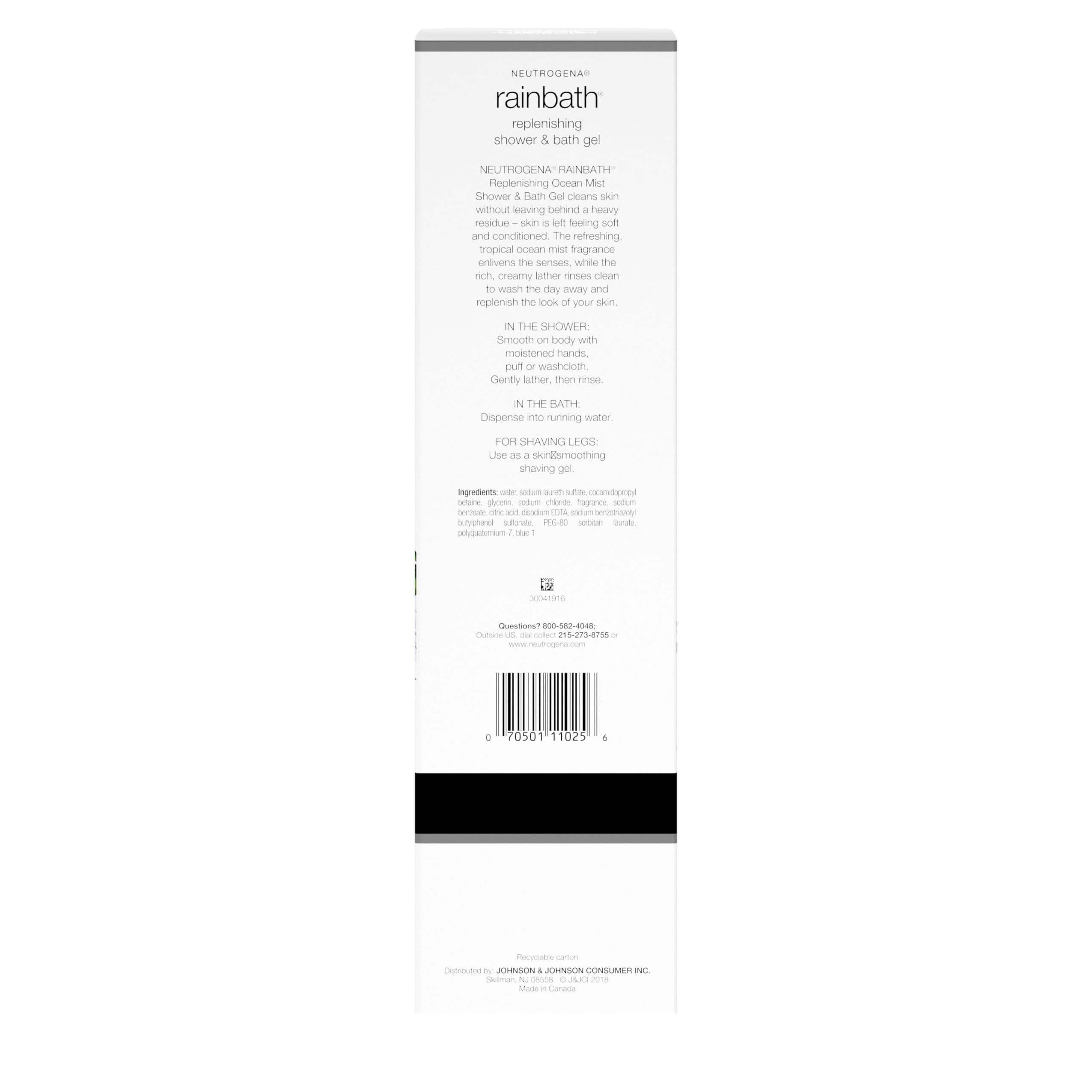 Neutrogena Rainbath, textura cremosa, enjuague limpio sin resecar.
