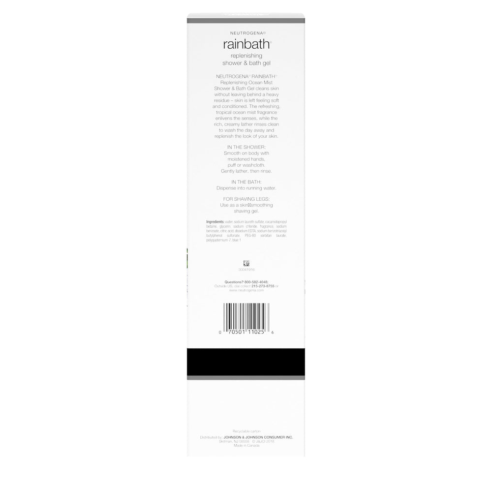 Neutrogena Rainbath, textura cremosa, enjuague limpio sin resecar.