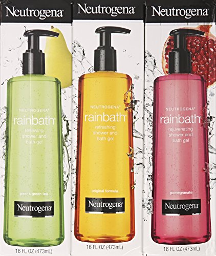 Neutrogena Rainbath Pear & Green Tea bottle, soothing scent for softer skin.