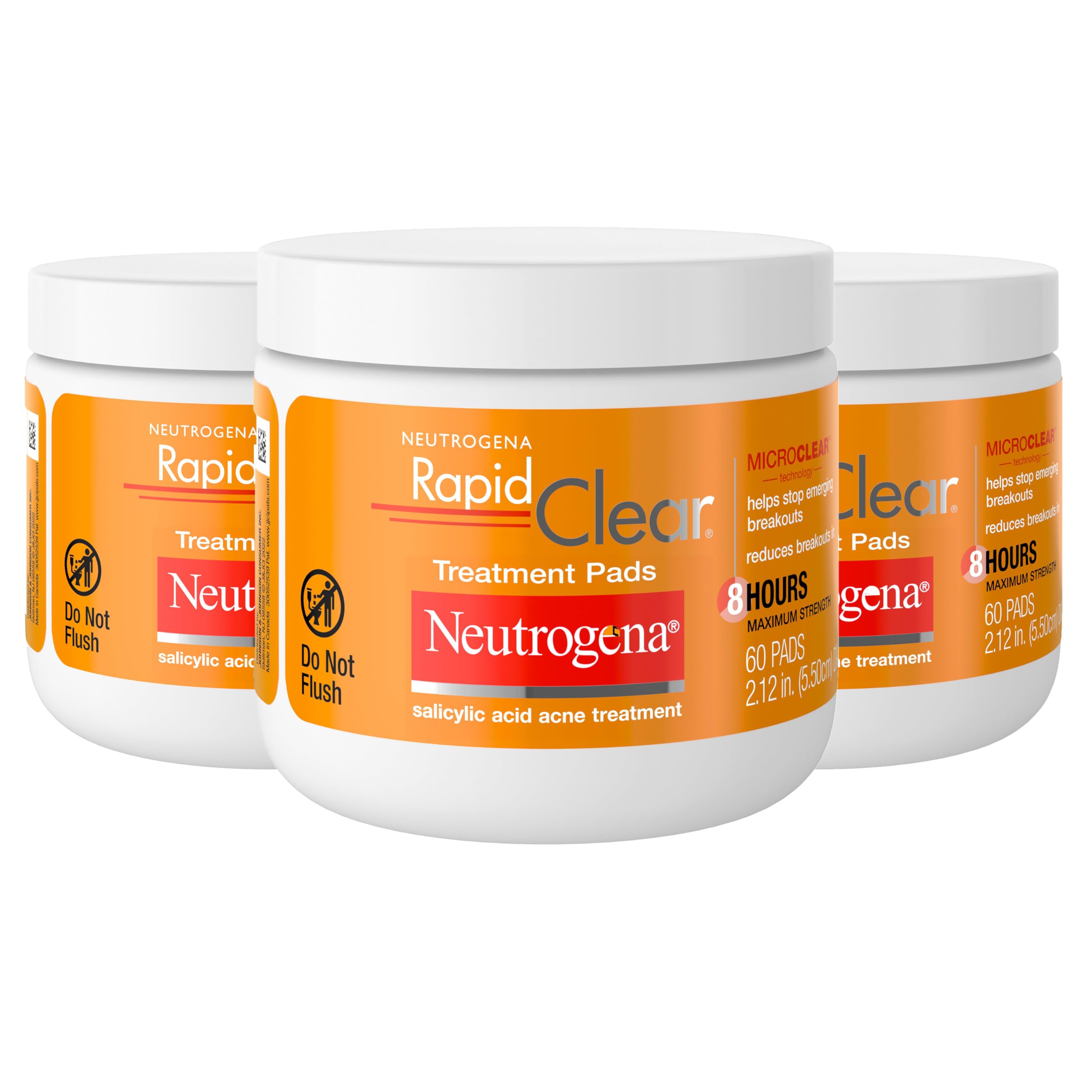 Neutrogena Rapid Clear pads box shows three-pack packaging for quick, oil-free acne care