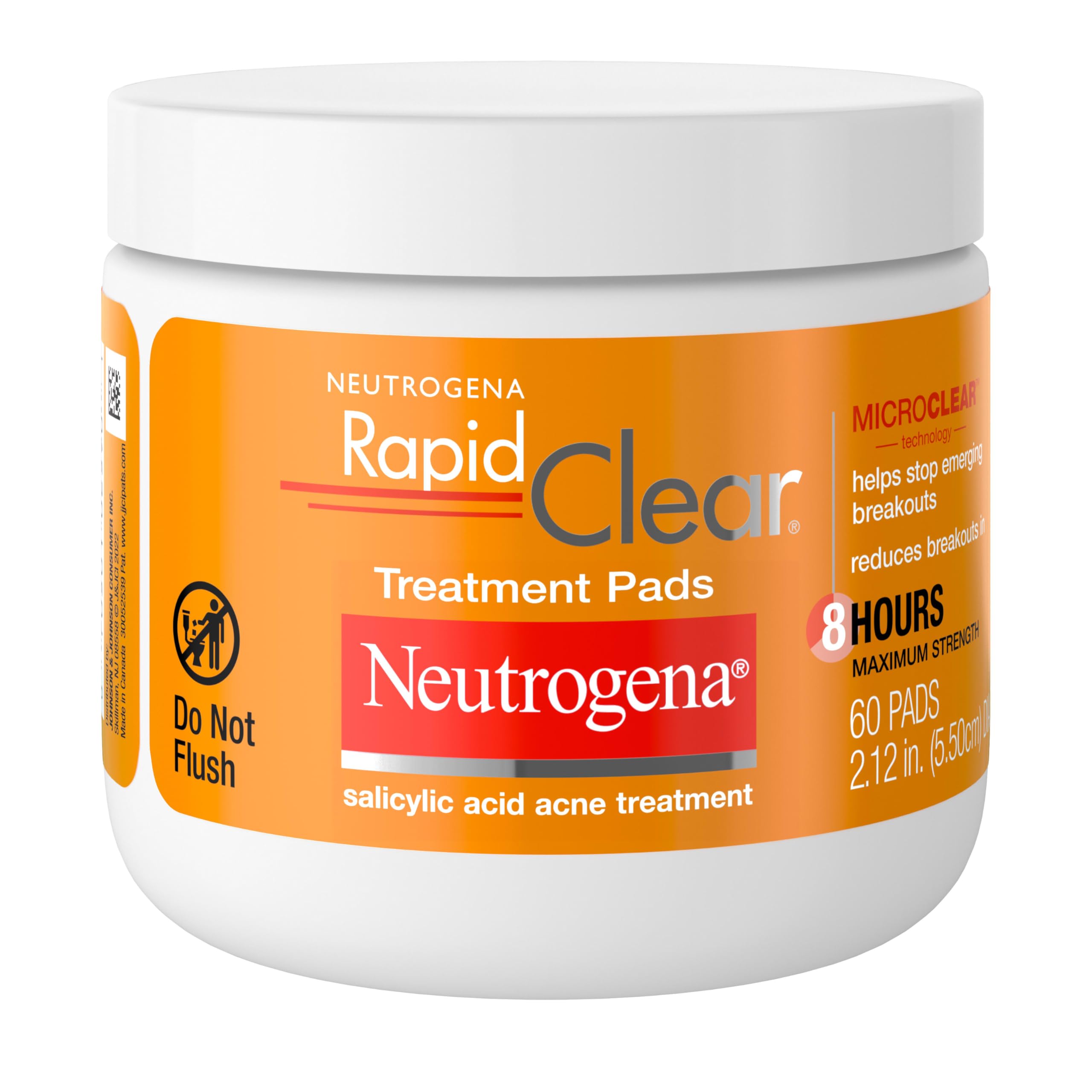 Neutrogena Rapid Clear pads pack shot; resealable jar for on-the-go oil control.