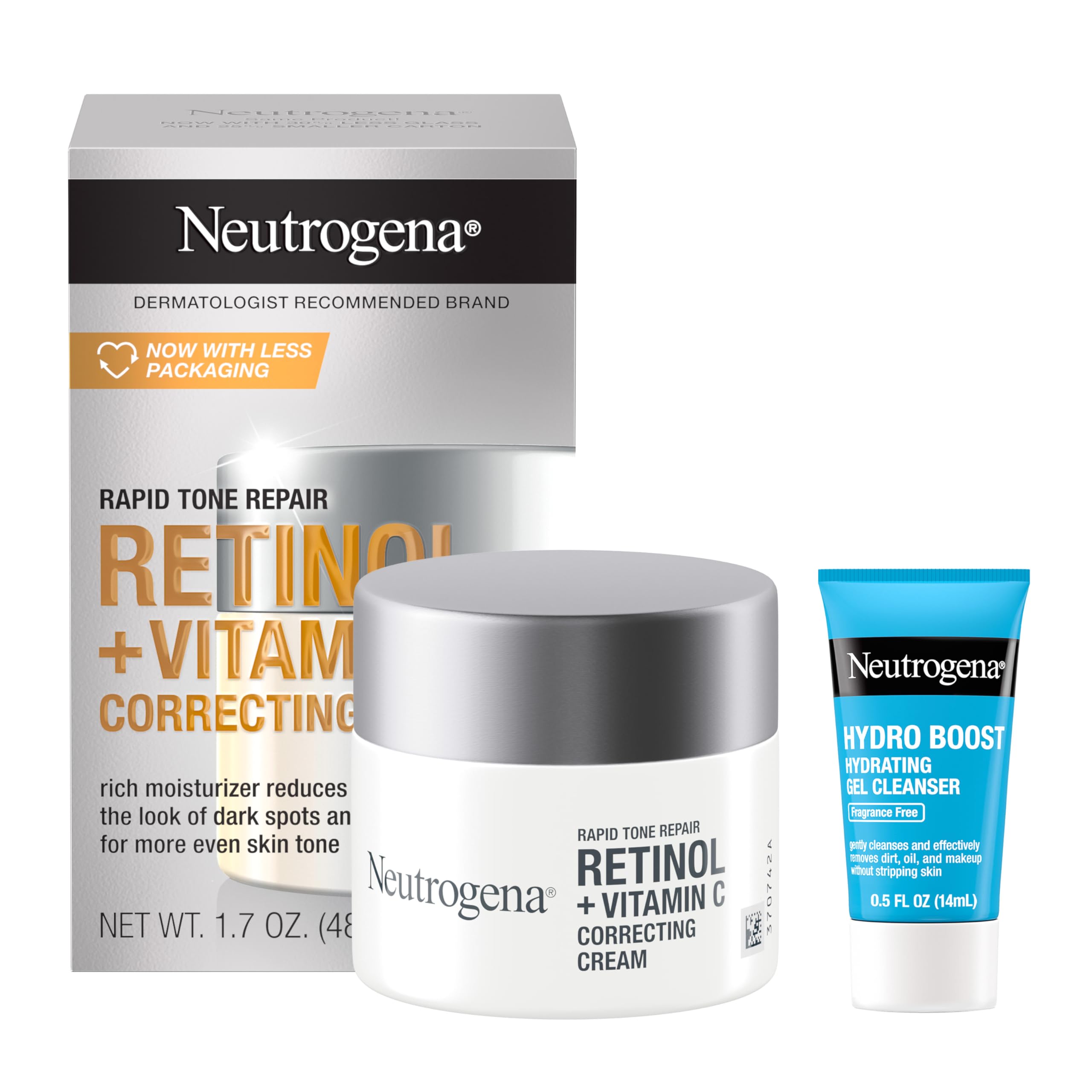Neutrogena Rapid Tone Repair jar front shows even tone and subtle brightening.