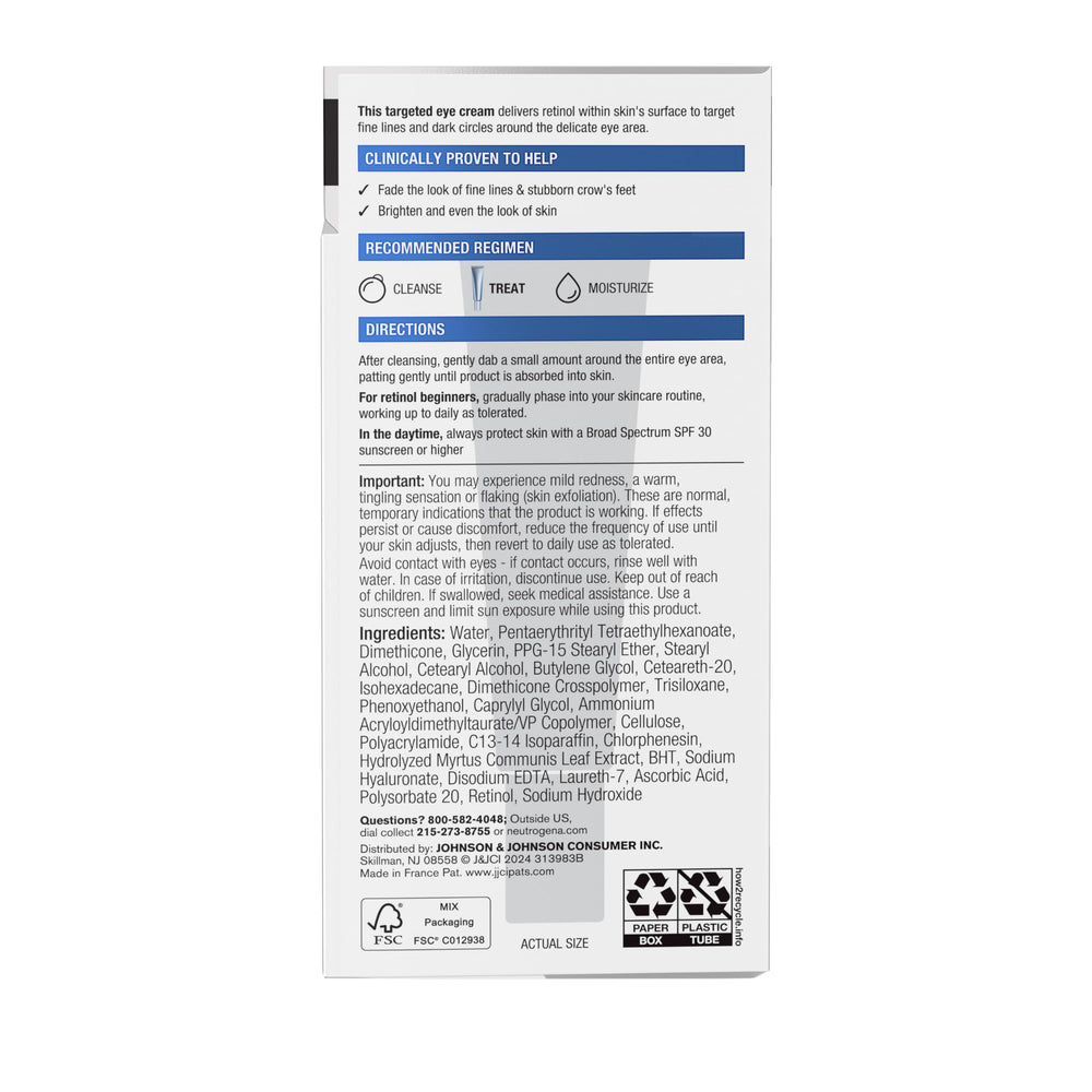 Neutrogena Rapid Wrinkle Repair: uso diario recomendado para el contorno de ojos.