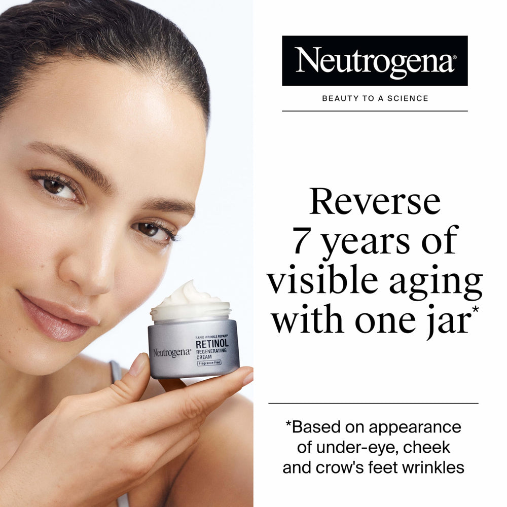Neutrogena Rapid Wrinkle Repair fragrance-free label emphasizes gentle daily use