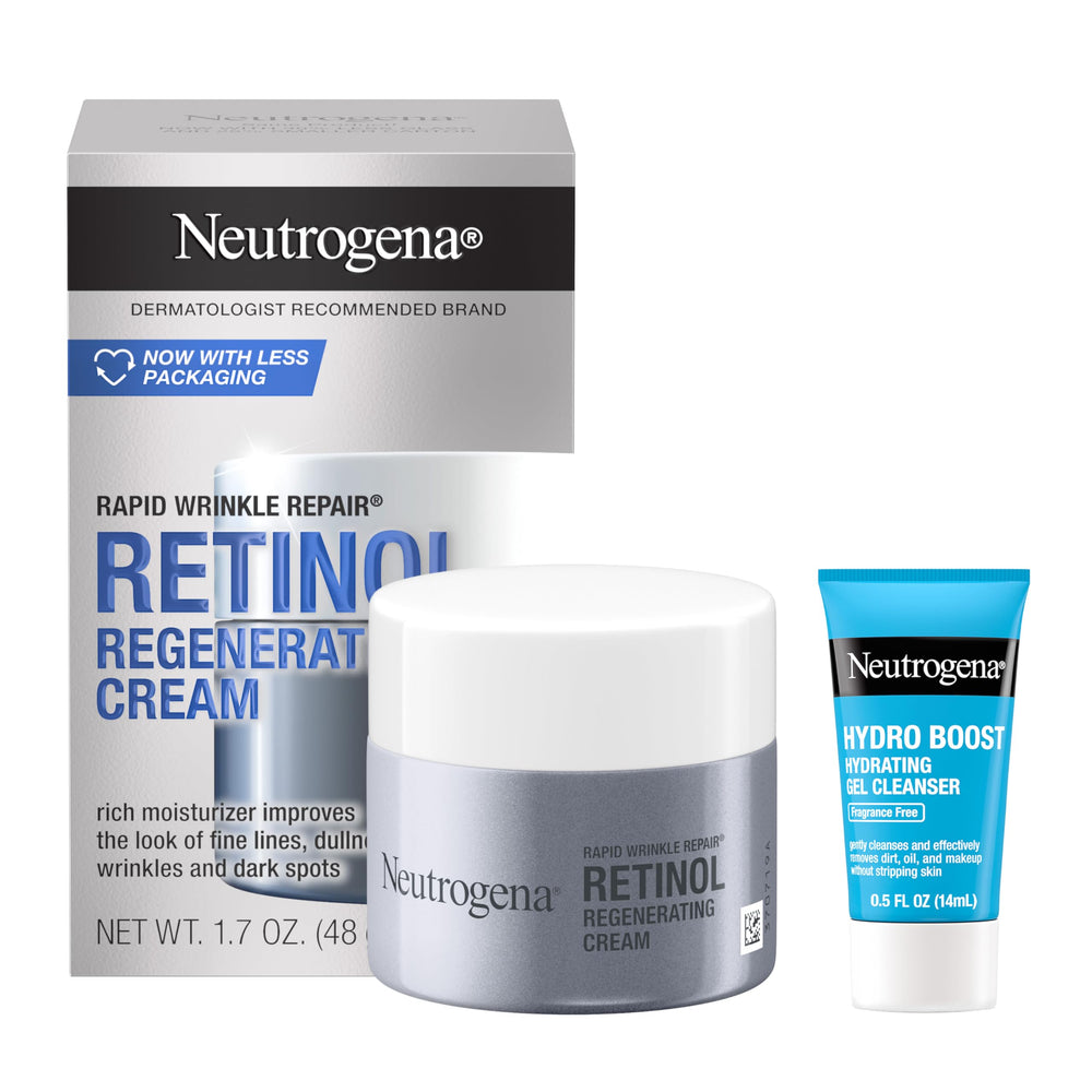 Neutrogena Rapid Wrinkle Repair jar close-up showing hydrating retinol for smoother skin.