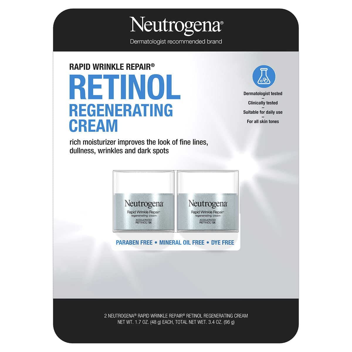 Neutrogena Rapid Wrinkle Repair jar close-up showing rich cream