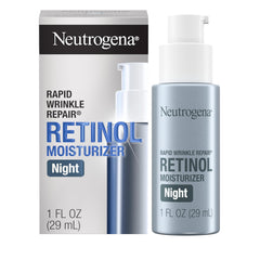 Neutrogena Rapid Wrinkle Repair night cream bottle with pump for easy nighttime application.