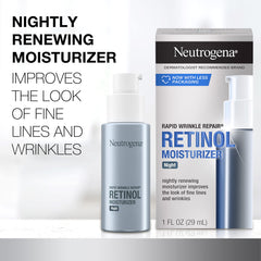 Neutrogena Rapid Wrinkle Repair label on tube highlights retinol for visible smoothness.