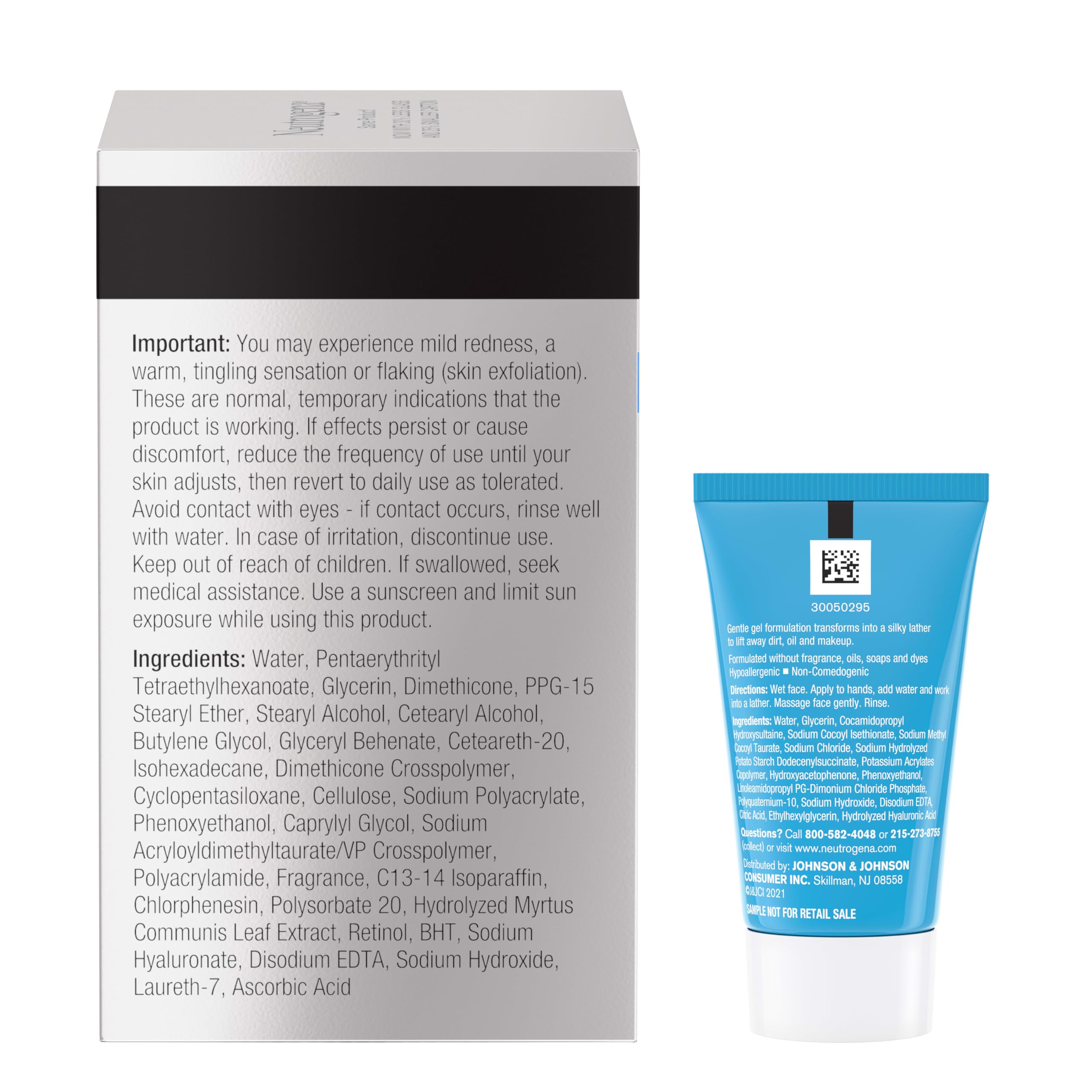 Neutrogena Rapid Wrinkle Repair nightly routine with cleanser nearby.