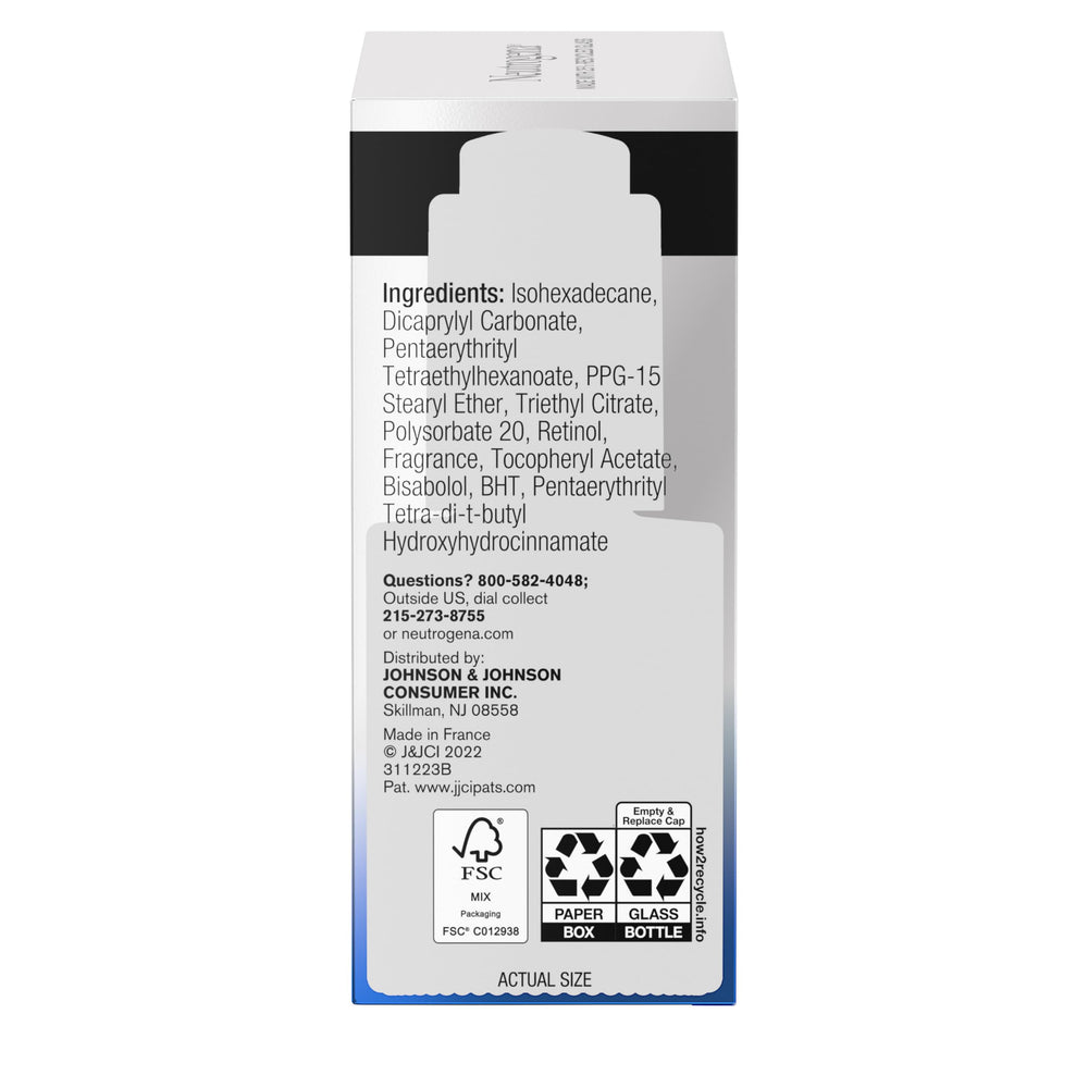 Retinol label on Neutrogena Pro+ signals dermatologist-trusted vitamin A.