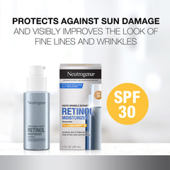 Neutrogena Rapid Wrinkle Repair retinol face cream with SPF 30, sunscreen protection handy.