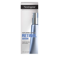 Neutrogena Rapid Wrinkle Repair serum bottle with sleek packaging for quick anti-aging care