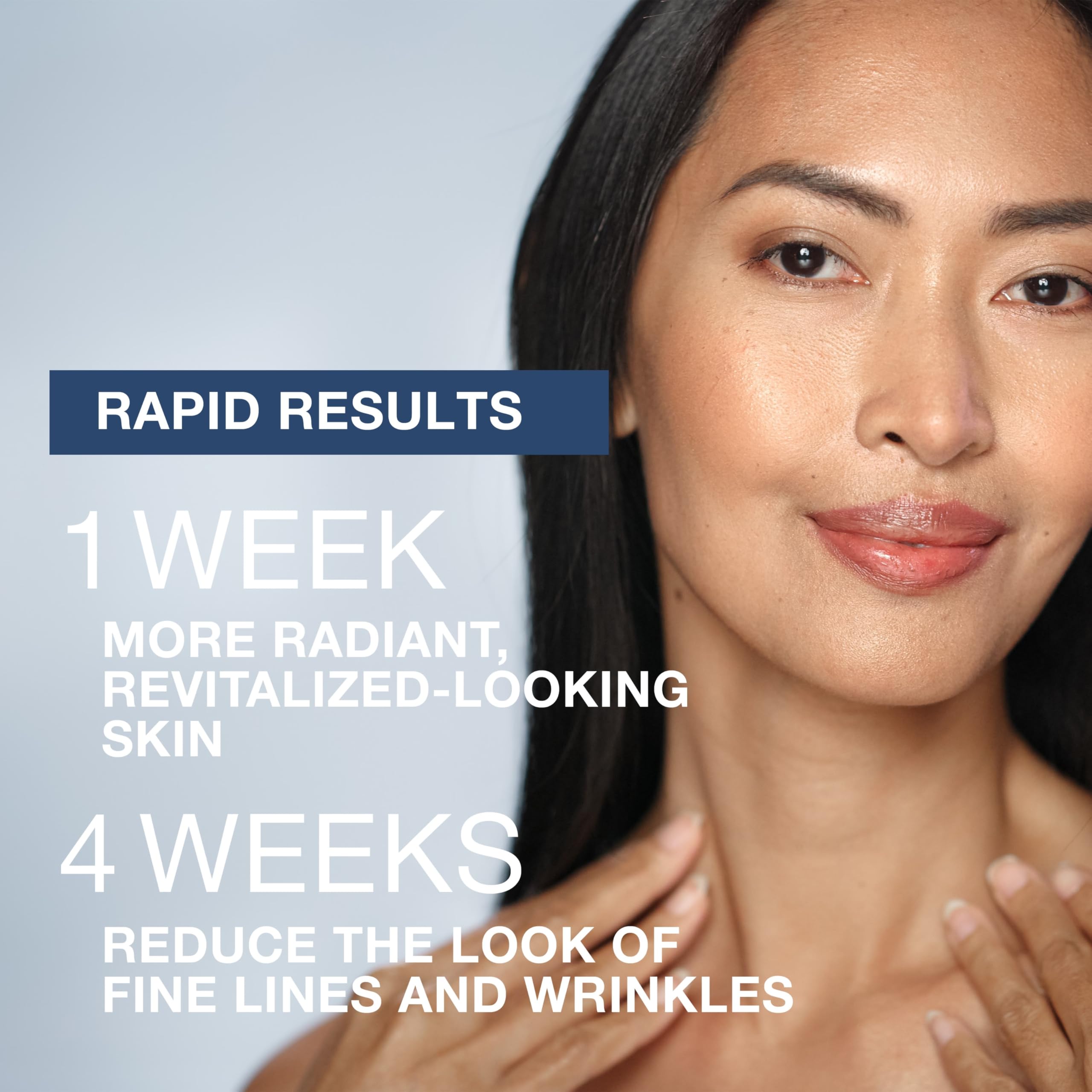 Neutrogena Rapid Wrinkle Repair, aplicación en palmo de mano para rostro limpio.