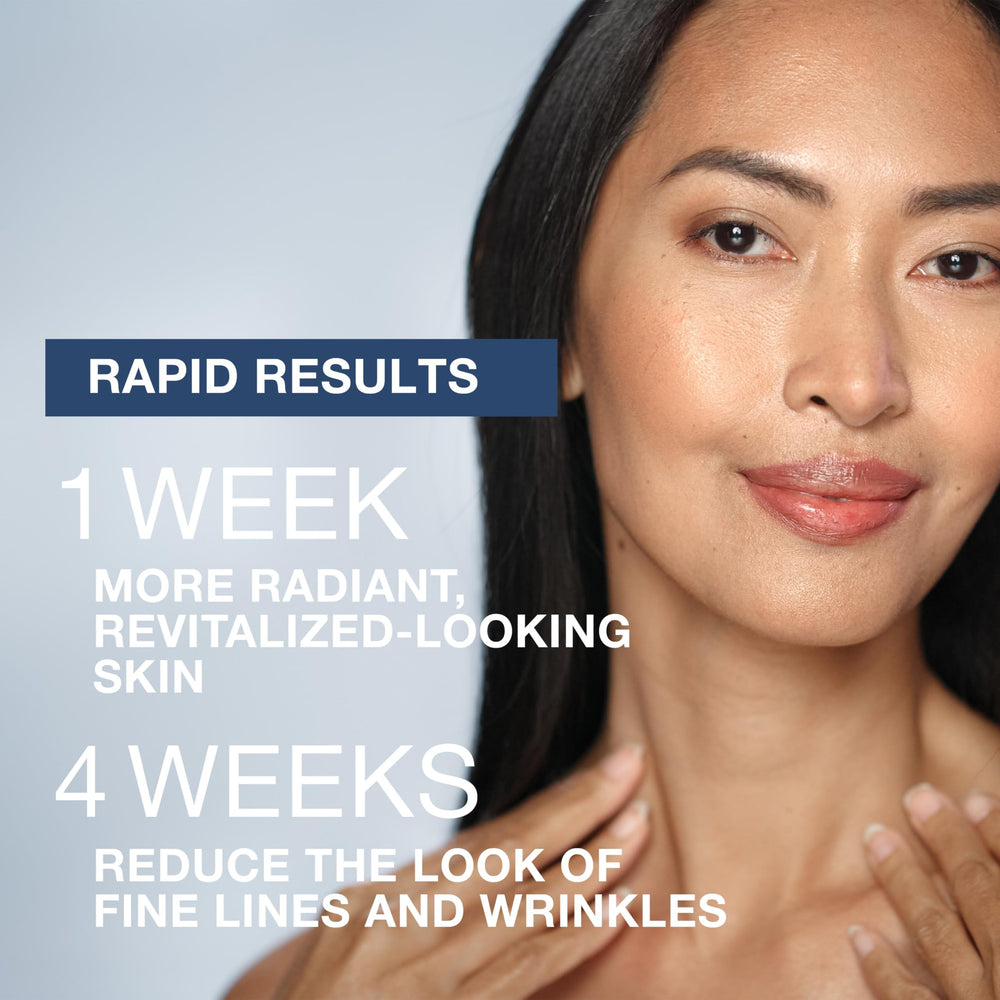 Neutrogena Rapid Wrinkle Repair, aplicación en palmo de mano para rostro limpio.