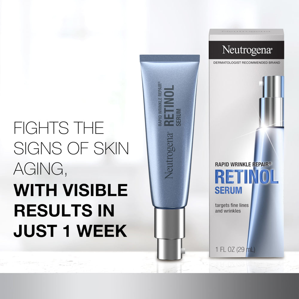 Neutrogena Rapid Wrinkle Repair serum dropper releasing silky formula for fast absorption