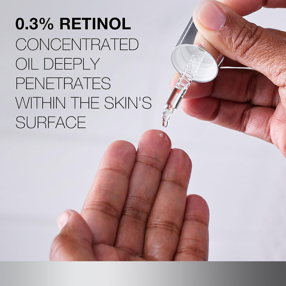Evening application scene with Neutrogena retinol oil for overnight renewal