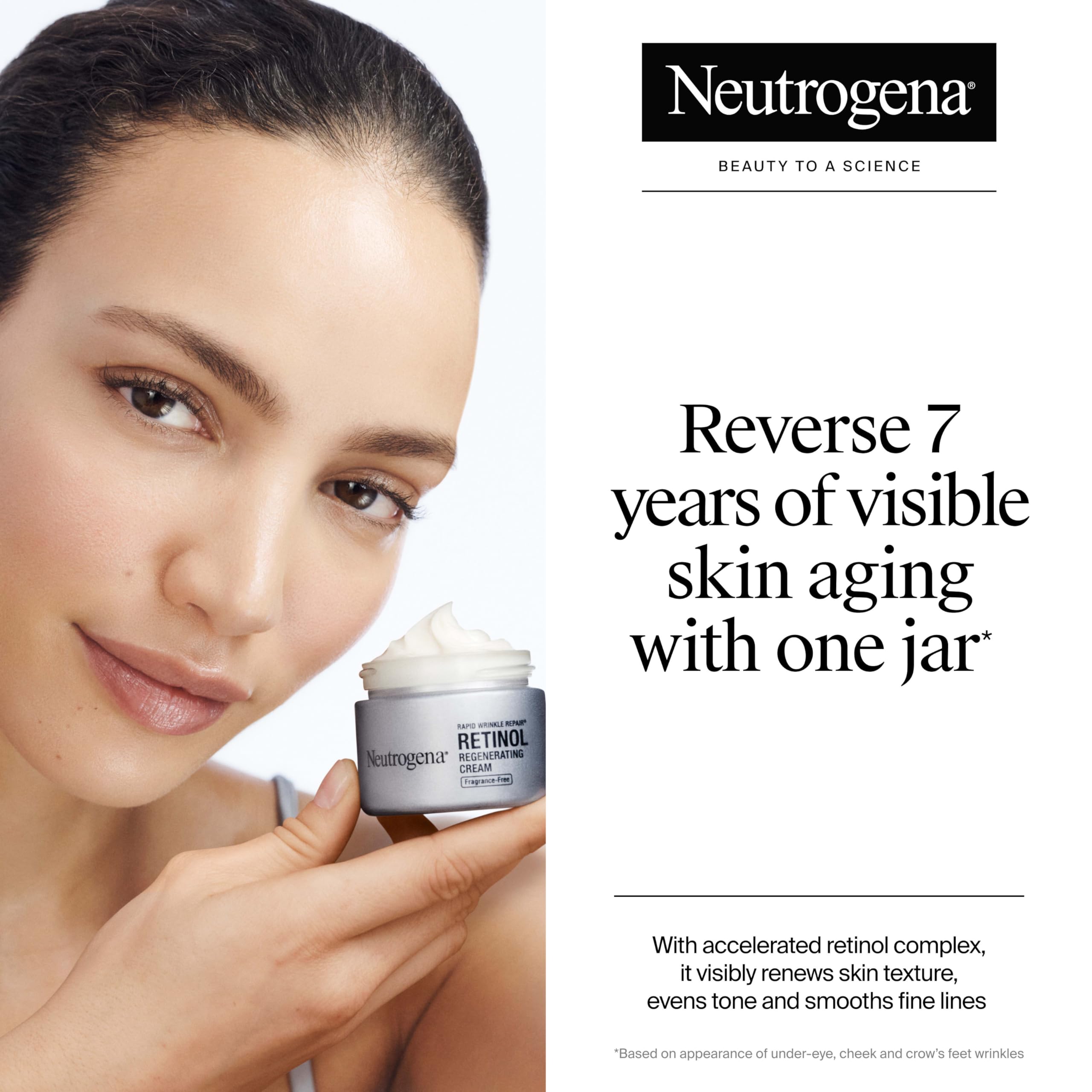 Neutrogena retinol regenerating cream applied to skin for smoothing results.
