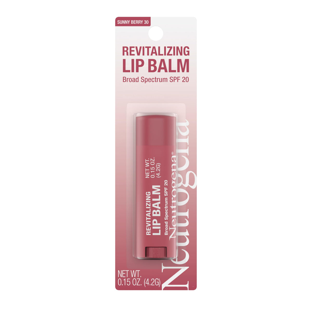 Neutrogena Revitalizing Tinted Lip Balm SPF20 Sunny Berry provides moisturized, natural rosiness.