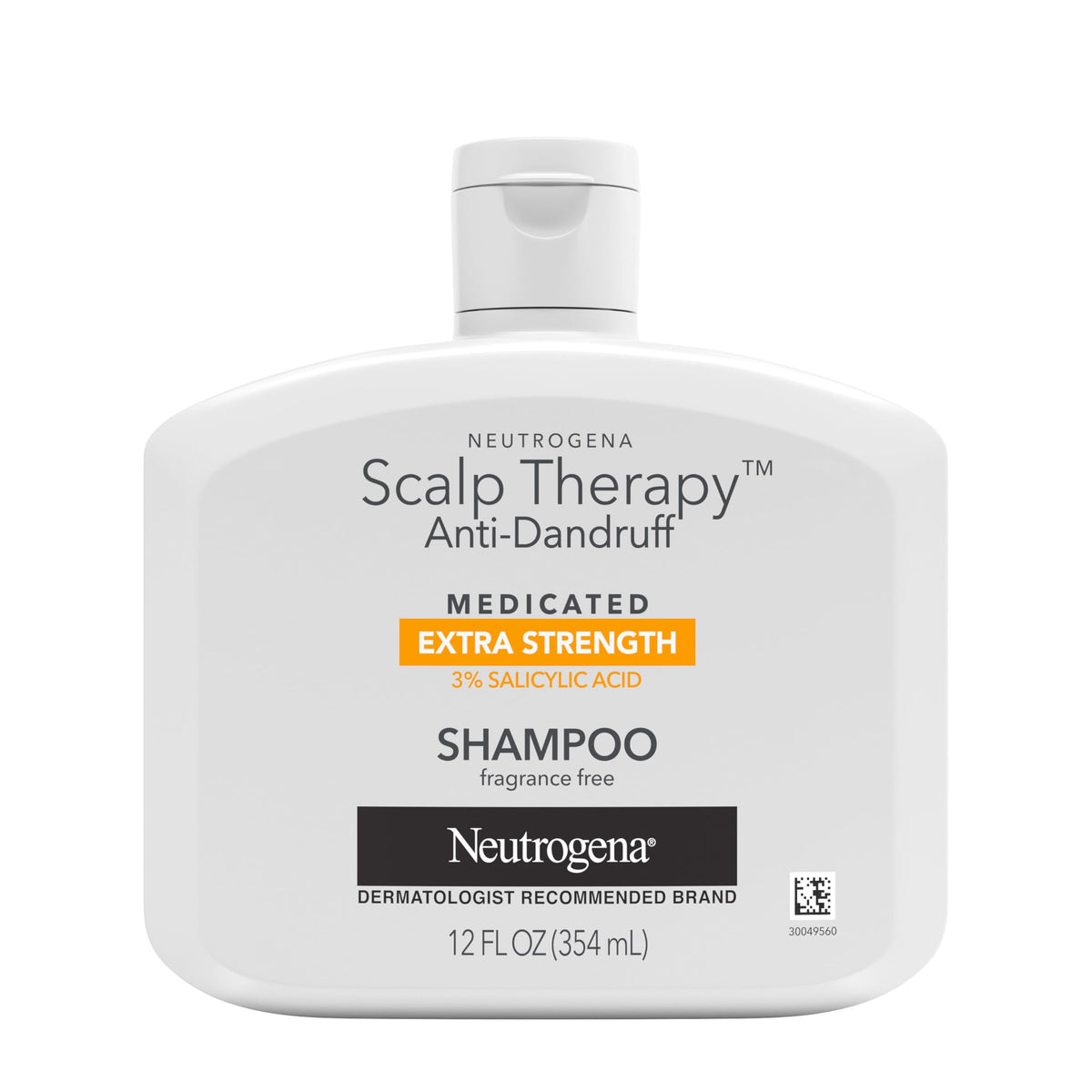 Neutrogena Scalp Therapy: botella frontal que destaca el tratamiento suave para el cuero cabelludo