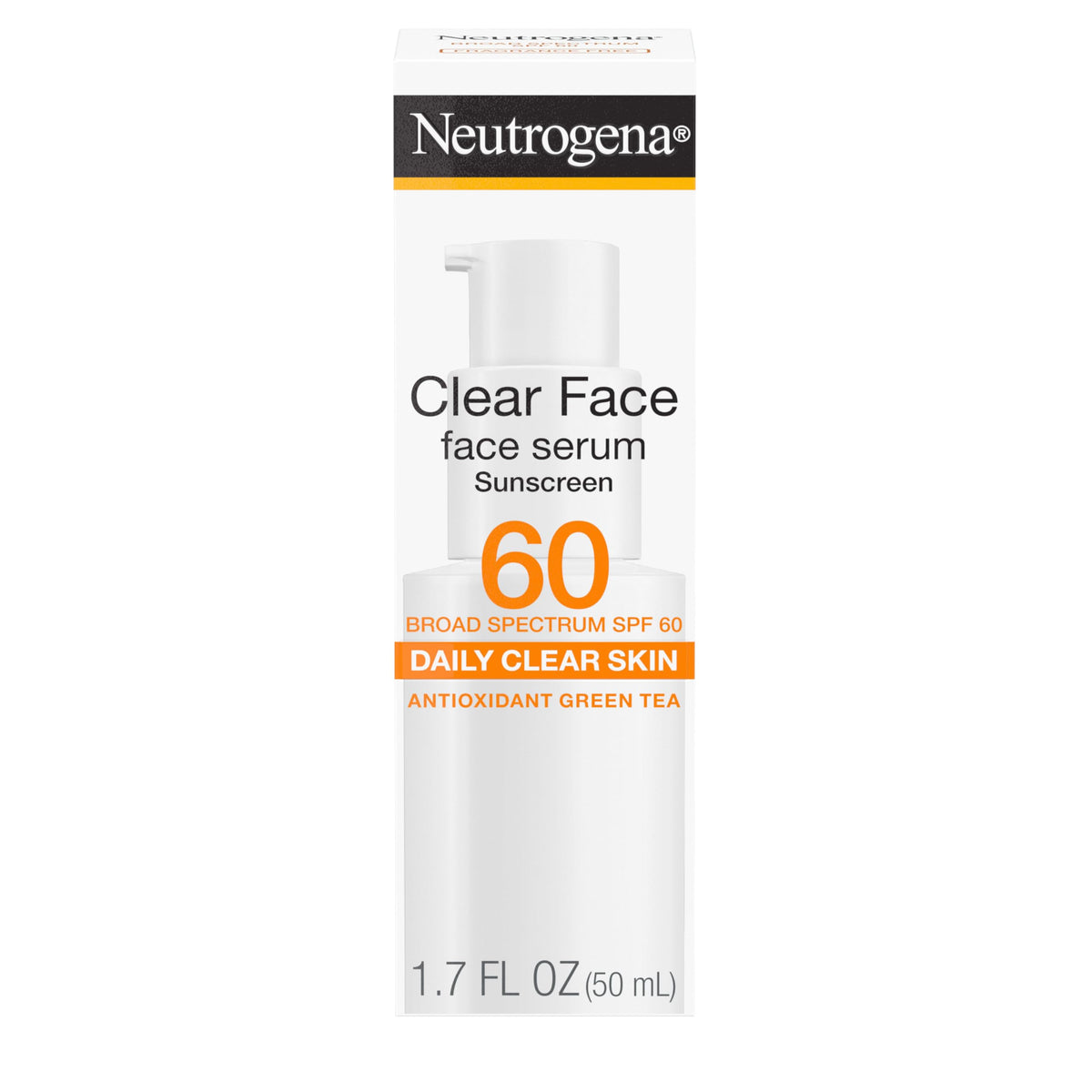 Neutrogena Clear Face Serum SPF60, botella de protección solar.