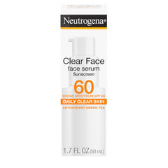 Neutrogena Clear Face Serum SPF60, botella de protección solar.