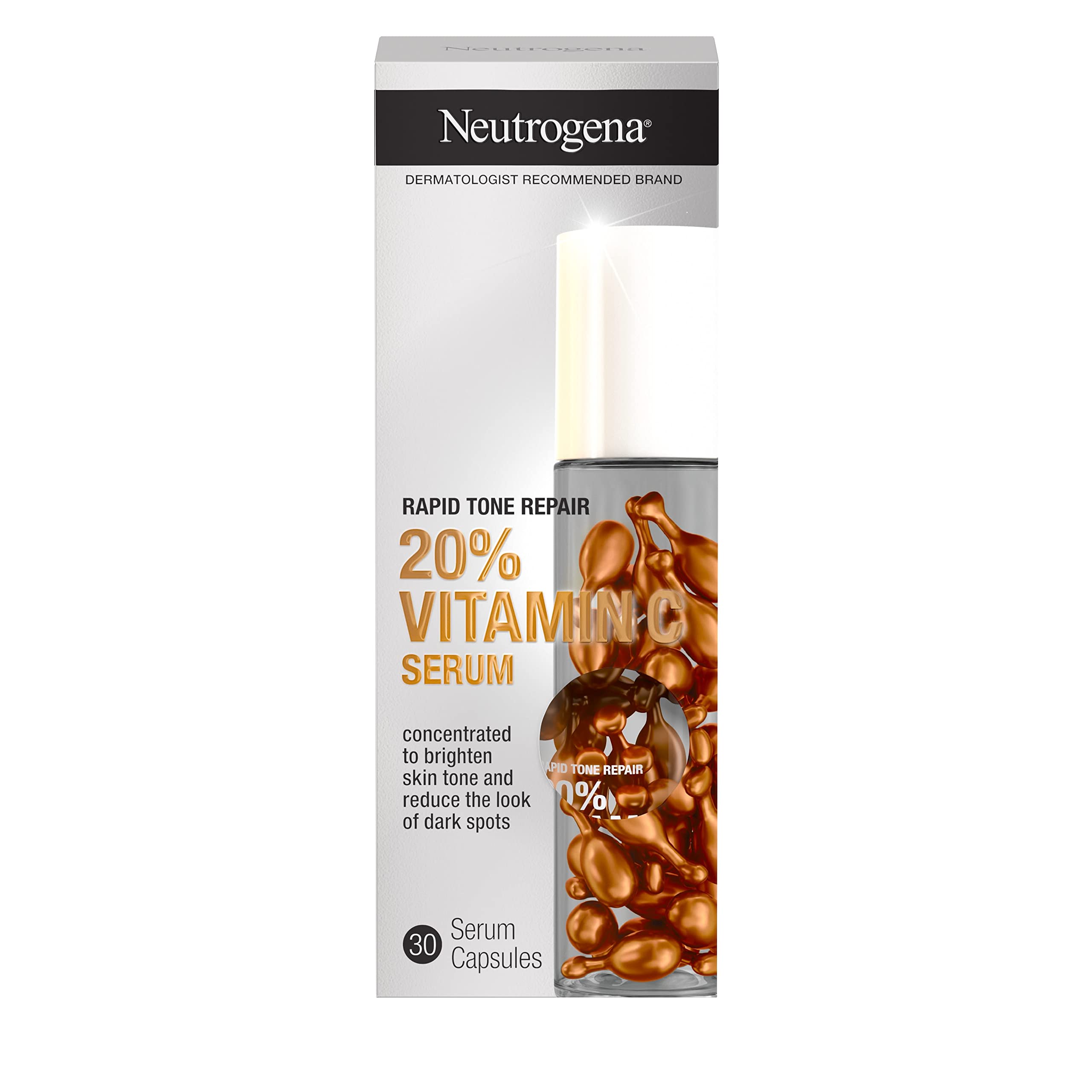 Neutrogena reparacion de tono con vitamina C: cápsulas para brillo y tono más uniforme.