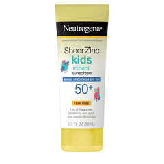 Neutrogena Sheer Zinc Kids, botella de 3 oz, protector solar mineral para niños.