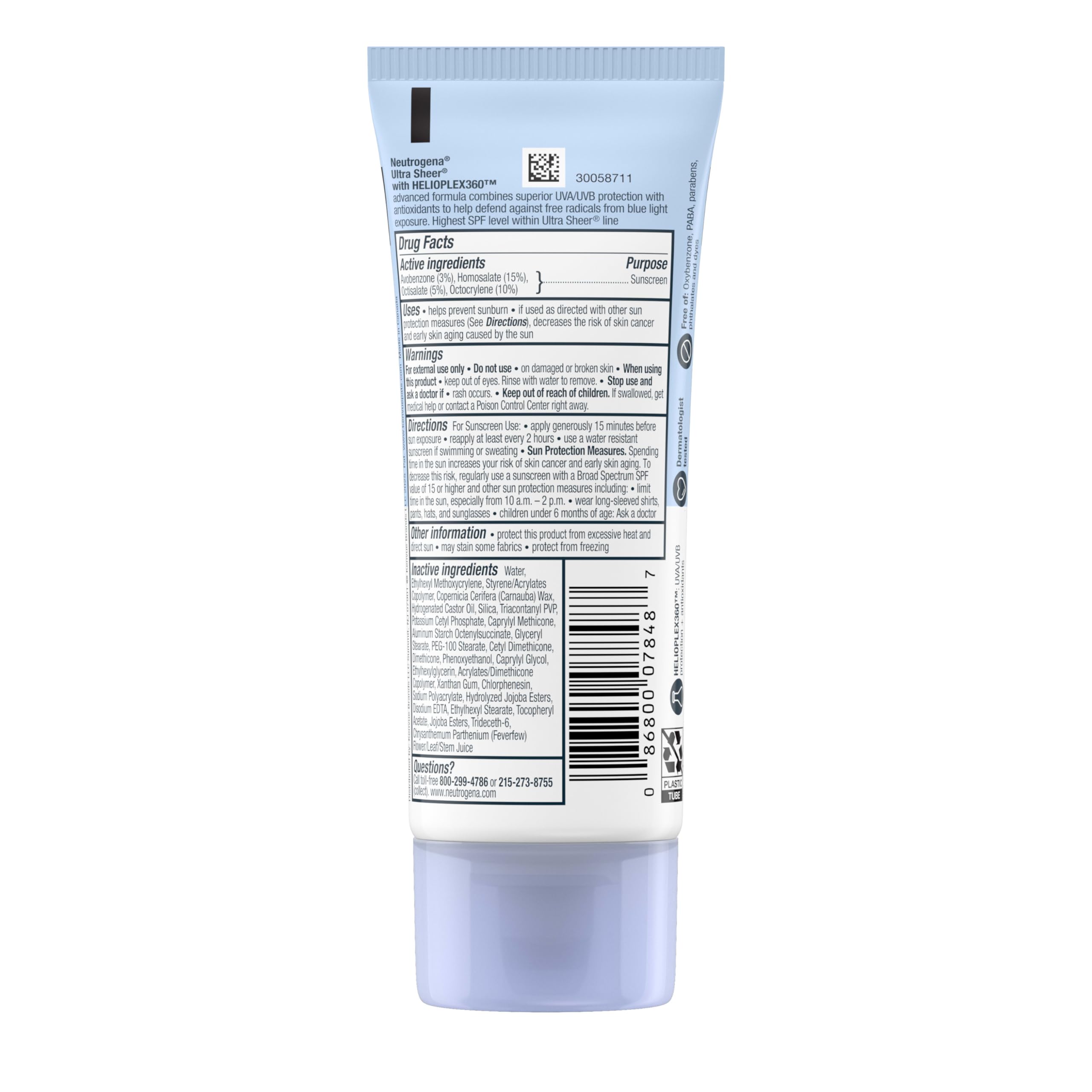Libre de oxybenzone, parabenos, ftalatos y colorantes de Neutrogena.